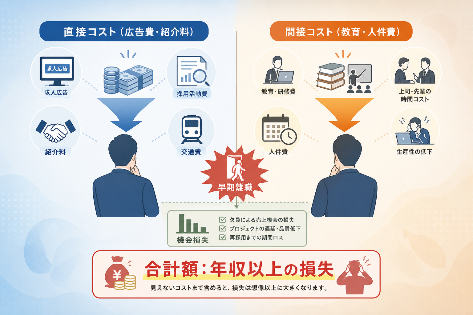 適性検査の導入コストを検討する前に、採用失敗による損失額を算出していますか？
