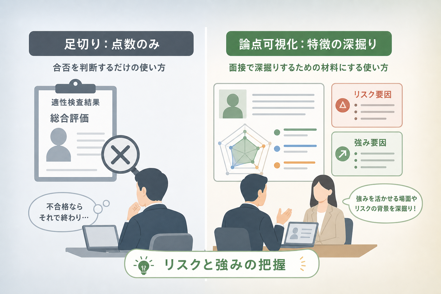 適性検査を単なる足切りに使っていないか?面接で深掘りすべき論点を可視化する方法