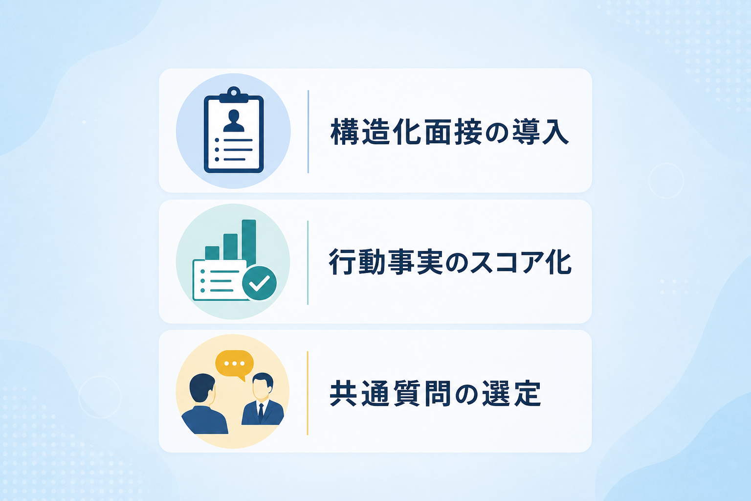 面接官ごとの評価のバラつきを防ぐ判定ロジックの作り方は?