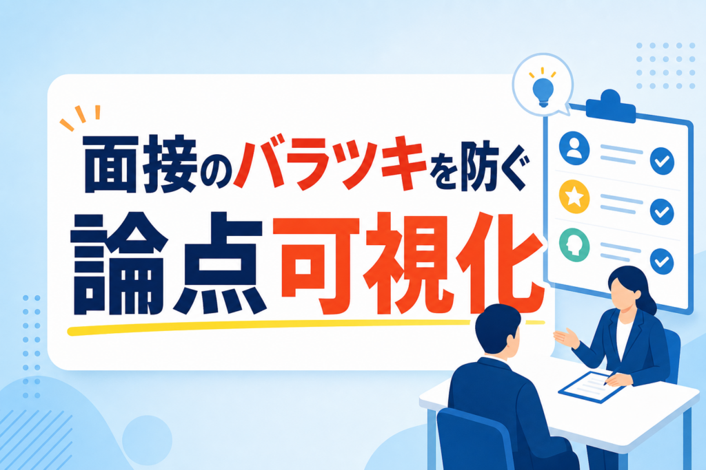 【採用面接の精度向上】評価のバラツキを防ぎ活躍人材を見極める「論点可視化」の仕組み