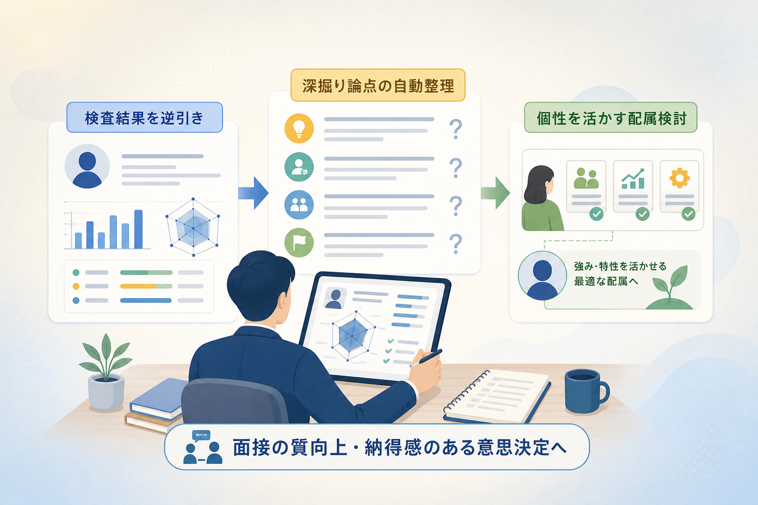 適性検査の結果を面接での具体的な質問にどう変換すべきか？
