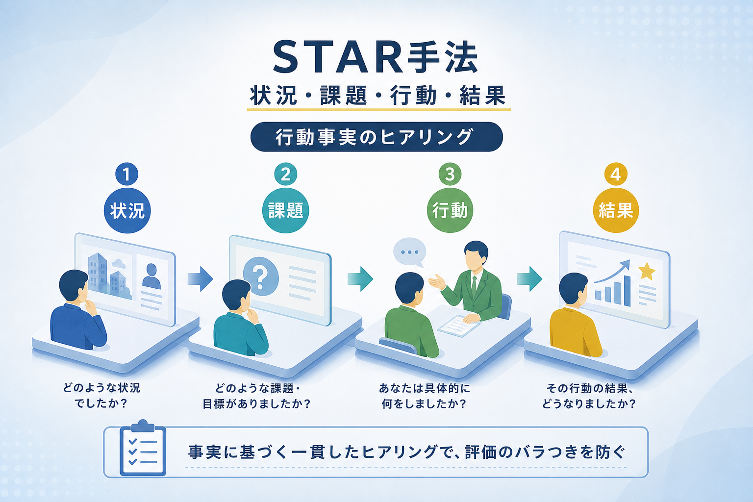 面接官を「判定者」から「事実の収集者」へ変えるための要件整理とは?